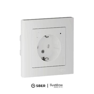 Розетка AtlasDesign Smart 16А L+N с заземл. защ. шторки Zigbee механизм бел. SE ATN000145Z