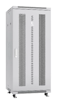 Шкаф монтажный телекоммуникационный напольн. ND-05C-27U60/60 19дюйм 27U 600х600х1388мм для распределит. и серверн. оборудования; передн. и задн. перфорир. двери ручка с замком RAL 7035 сер. Cabeus 7885c