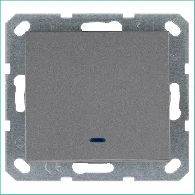 Выключатель 1-кл. 10А IP20 с подсветкой механизм алюм. Jasmart G3011NS