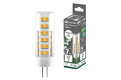 Лампа светодиодная G4-7 Вт-230 В-6500 К, SMD, 18.5х57 мм TDM