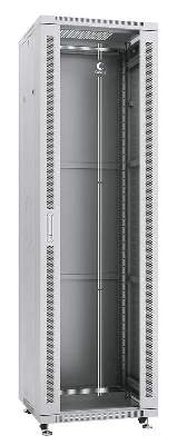 Шкаф монтажный телекоммуникационный напольный SH-05C-42U60/60 19дюйм для распред. и серверн. оборудования 42U 600х600х2055мм передн. стеклян. и задн. сплошн. метал. двери ручка с замком сер. (RAL 7035) Cabeus 7047c