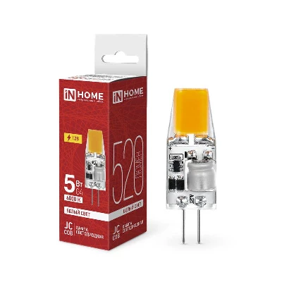 Лампа светодиодная LED-JC-COB 5Вт 12В G4 4000К 520лм IN HOME 4690612060262