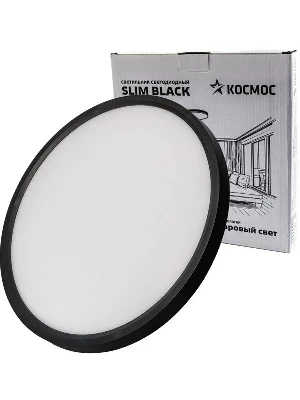 Светильник светодиодный SLIM BLACK 38Вт 4500К IP40 2650лм 230В 400х25мм КОСМОС KSlim38w_B4500K