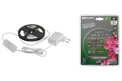 Комплект светодиодной ленты SMD2835-60 LED/м-12 В-4.8 Вт/м-IP65-6000 К (3 м), 18 Вт TDM
