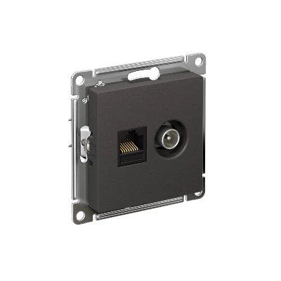 Розетка компьютерная + телевизионная 2-м СП AtlasDesign RJ45 кат.5E + TV механизм базальт SE ATN001489