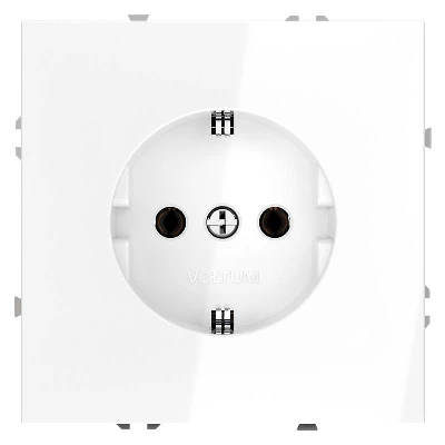 Розетка 1-м СП S70 16А с заземл. механизм бел. глянцевый Voltum VLS040101