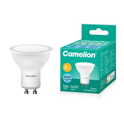 Лампа светодиодная LED5-GU10/845/GU10 5Вт рефлектор матовая 4500К бел. GU10 415лм 220В Camelion 10957