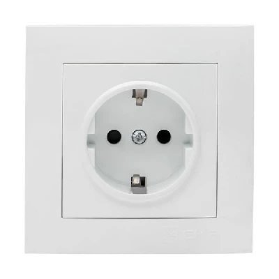 Розетка 1-м СП Валенсия 16А IP20 с заземл. защ. шторки бел. PROxima EKF EWR16-028-10