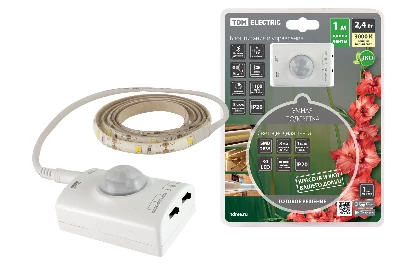 Умная подсветка SMD2835-30LED/m-IP20-5В-2.4Вт-3000К(1 м),датчик движ.и освещ.,акк.Li-Ion 1100мАч TDM