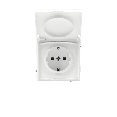 Розетка силовая KANT IP44 2P+E защ. шторки с крышкой бел. магнолия DKC 7000013