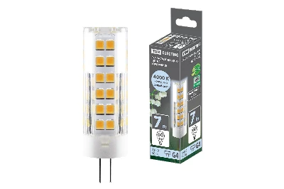 Лампа светодиодная G4-7 Вт-230 В-4000 К, SMD, 18.5х57 мм TDM
