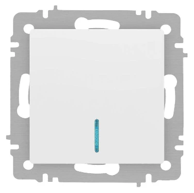 Выключатель 1-кл. СП Accent 6-102-01М 10А IP20 250В с подсветкой AL/CU бел. матов. Intro Б0063466