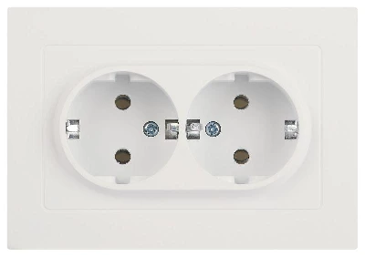 Розетка 2-м СП Accent 6-205-01М 16А IP20 250В 2P+E Schuko AL/CU бел. матов. Intro Б0063487