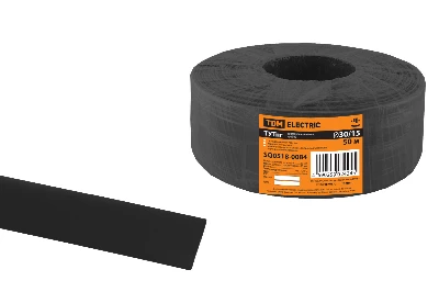 Термоусаживаемая трубка ТУТнг 30/15 черная (50 м/ролл) TDM