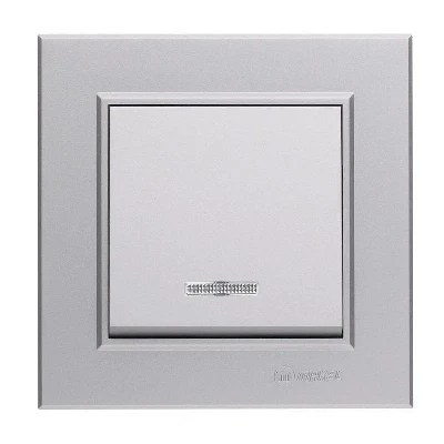 Выключатель 1-кл. СП Karea 10А IP20 сереб. с подсветкой Makel 56065021