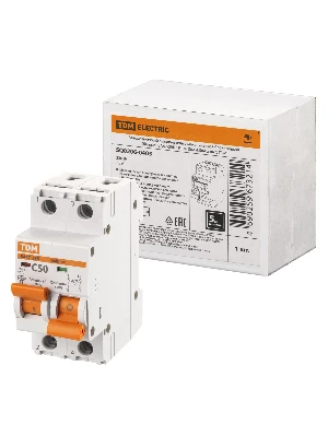 Авт. выкл. с мех. блок. (байпас) ВА47-29Б 1Р+1Р 50А 4.5кА х-ка C TDM