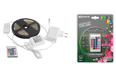 Комплект светодиодной ленты SMD5050-30 LED/м-12 В-7.2 Вт/м-IP65-RGB (3 м), 18 Вт, IR-контроллер TDM