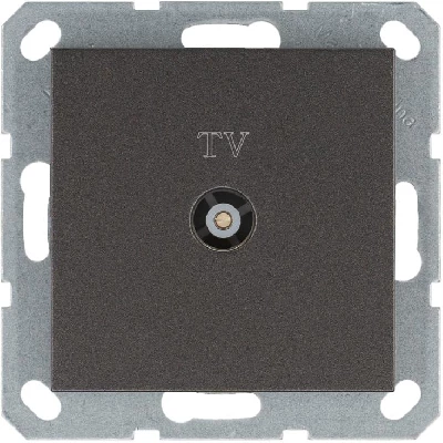 Розетка телевизионная проходная TV Ф9.5мм механизм мокко Jasmart G6002Z
