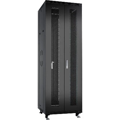 Шкаф монтажный телекоммуникационный напольн. ND-05C-42U60/120-BK 19дюйм 42U 600х1200х2055мм для распределит. и серверн. оборудования; передн. и задн. двойн. перфорир. двери ручки с замком RAL 9004 черн. Cabeus 9751c