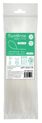 Стяжка кабельная 380х7.6 бел. (уп.100шт) SE IMT38076W