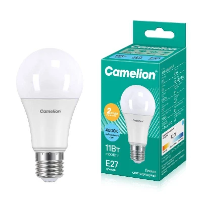 Лампа светодиодная LED11-A60/845/E27 11Вт грушевидная матовая 4500К бел. E27 925лм 220В Camelion 12036