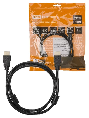 Кабель "АВК 3" HDMI - HDMI, v2.0, позолоченные контакты, с ферритами, 1.5 метра, TDM