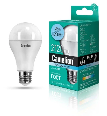 Лампа светодиодная LED25-A65/845/E27 25Вт грушевидная матовая 4500К бел. E27 170-265В Camelion 13572