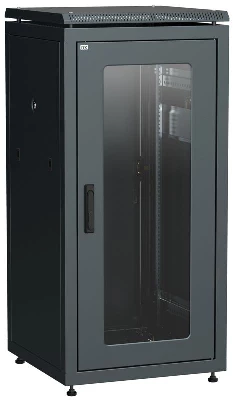 Шкаф сетевой 19дюйм LINEA N 24U 600х600мм стеклянная передняя дверь задняя металлическая черн. ITK LN05-24U66-GM
