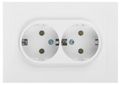 Розетка 2-м СП Accent 6-205-01 16А IP20 250В 2P+E Schuko AL/CU бел. Intro Б0063485