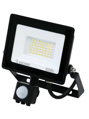 Прожектор светодиодный 50Вт 6500К IP65 4000лм с датчиком Super-Slim КОСМОС K_PR5_LED_50S
