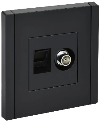 Розетка 2-м TV+RJ45 кат.5E FORTE&PIANO FP136 черн. IEK FP-AK20-1-K02