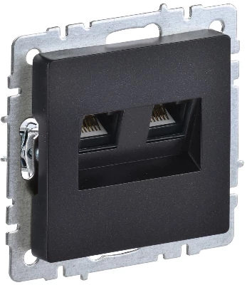 Розетка компьютерная двойн. СП RJ45 кат.5E BRITE РК10-2-БрЧ механизм черн. IEK BR-K20-1-K02
