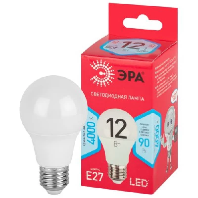 Лампа светодиодная RED LINE LED A60-12W-840-E27 R 12Вт A60 груша 4000К нейтр. бел. E27 Эра Б0049636