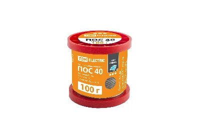 Припой ПОС 40, проволока, ГОСТ 21931-76, Ø1 мм, 100 г, катушка, серия "Алмаз" TDM