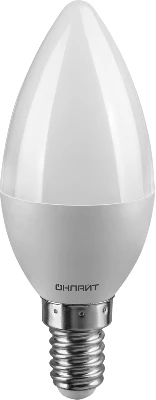Лампа светодиодная 61 128 OLL-C37-8-230-6.5K-E14-FR 8Вт свеча 6500К холод. бел. E14 800лм 176-264В ОНЛАЙТ 61128