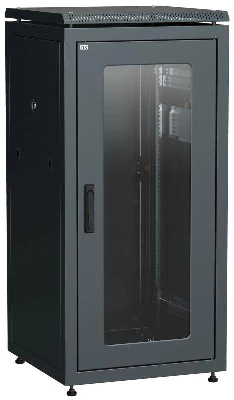 Шкаф сетевой 19дюйм LINEA N 24U 600х600мм стеклянная передняя дверь задняя металлическая черн. ITK LN05-24U66-GM