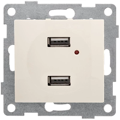 Розетка USB 2-м СП Bravo механизм беж. GUSI С10USB2-003
