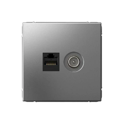 Розетка компьютерная + телевизионная 2-м СП ArtGallery RJ45 кат.5E + TV механизм сталь SE GAL000989