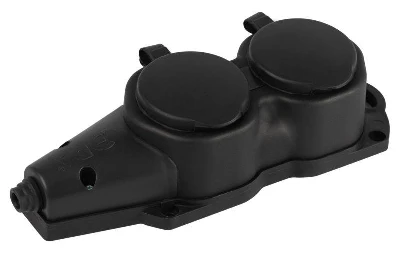 Колодка 2-м с заземл. 16A IP44 KX-2e-B-IP44 каучук. черн. Эра Б0068451