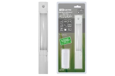 Светильник LED280х37 линейный, 1.3 Вт, акк.Li-Pol 900 mAh, датчик движ. и освещ, USB, TDM