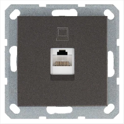 Розетка компьютерная 1-м RJ45 IP20 кат. 5E механизм мокко Jasmart G6105Z