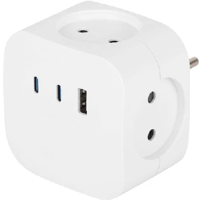 Разветвитель 4-м SP-4-3USBAC-W + 3 USB A+C со шторками 10А бел. Эра Б0069083