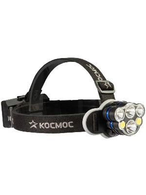 Фонарь налобный 2х4Вт T6 2х2Вт XPE 2x2Вт COB /Li-ion 2х1200мА.ч ABS пластик КОСМОС KOC852Lit