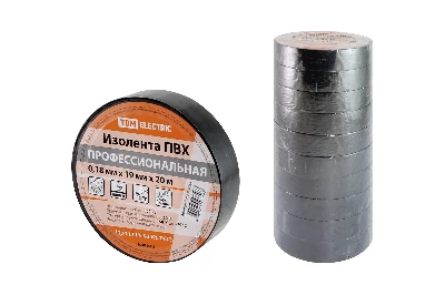 Изолента ПВХ профессиональная 0.18х19мм Черная 20м TDM