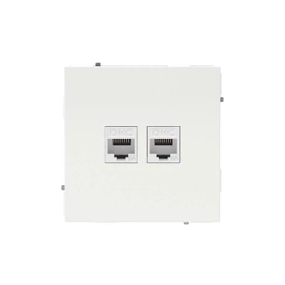 Розетка компьютерная 2-м KANT RJ45 кат.6A без шторки бел. магнолия DKC 7000674