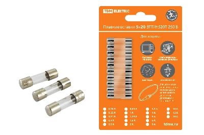 Плавкая вставка ВПТ6-9 1.6А 250В TDM упак (10 шт.)