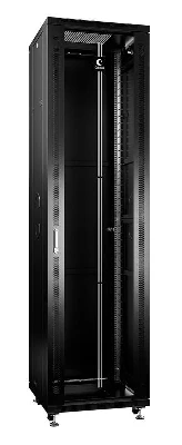 Шкаф монтажный телекоммуникационный напольный SH-05C-47U60/60-BK 19дюйм для распред. и серверн. оборудования 47U 600х600х2277мм передн. стеклян. и задн. сплошн. метал. двери ручка с замком черн. (RAL 9004) Cabeus 8561c