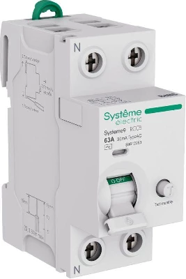 Выключатель дифференциального тока 2п 63А 30мА тип AC Systeme9 230В SE S9R12263