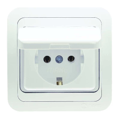 Розетка 1-м СП Mimoza 16А IP20 с крышкой бел./бел. Makel 12029