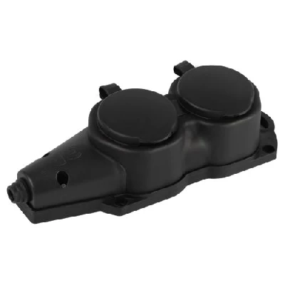 Колодка 2-м с заземл. 16A IP44 KX-2e-B-IP44 каучук. черн. Эра Б0068451